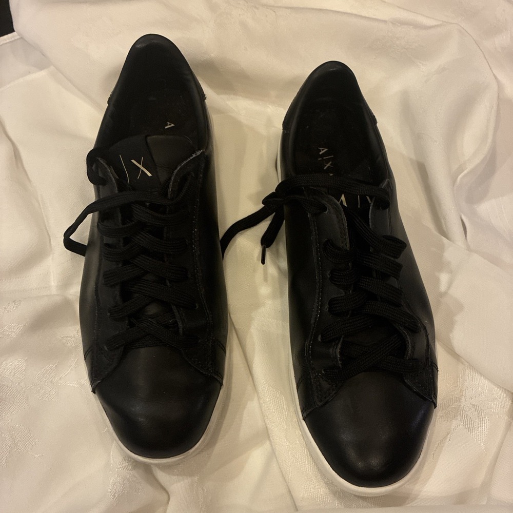 Armani Exchange a/x Black Women's Leather Sneakers Size 9 GUC